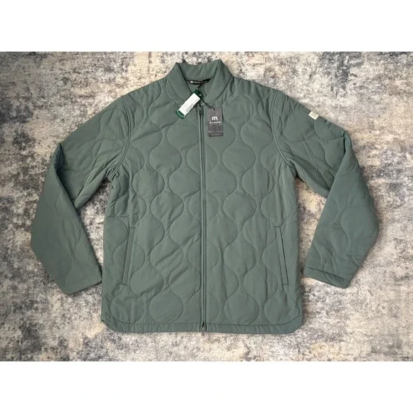 NWT Travis Mathew Men Large Come What May Green Quilted Bomber Jacket $ 189.00 - Picture 2 of 10
